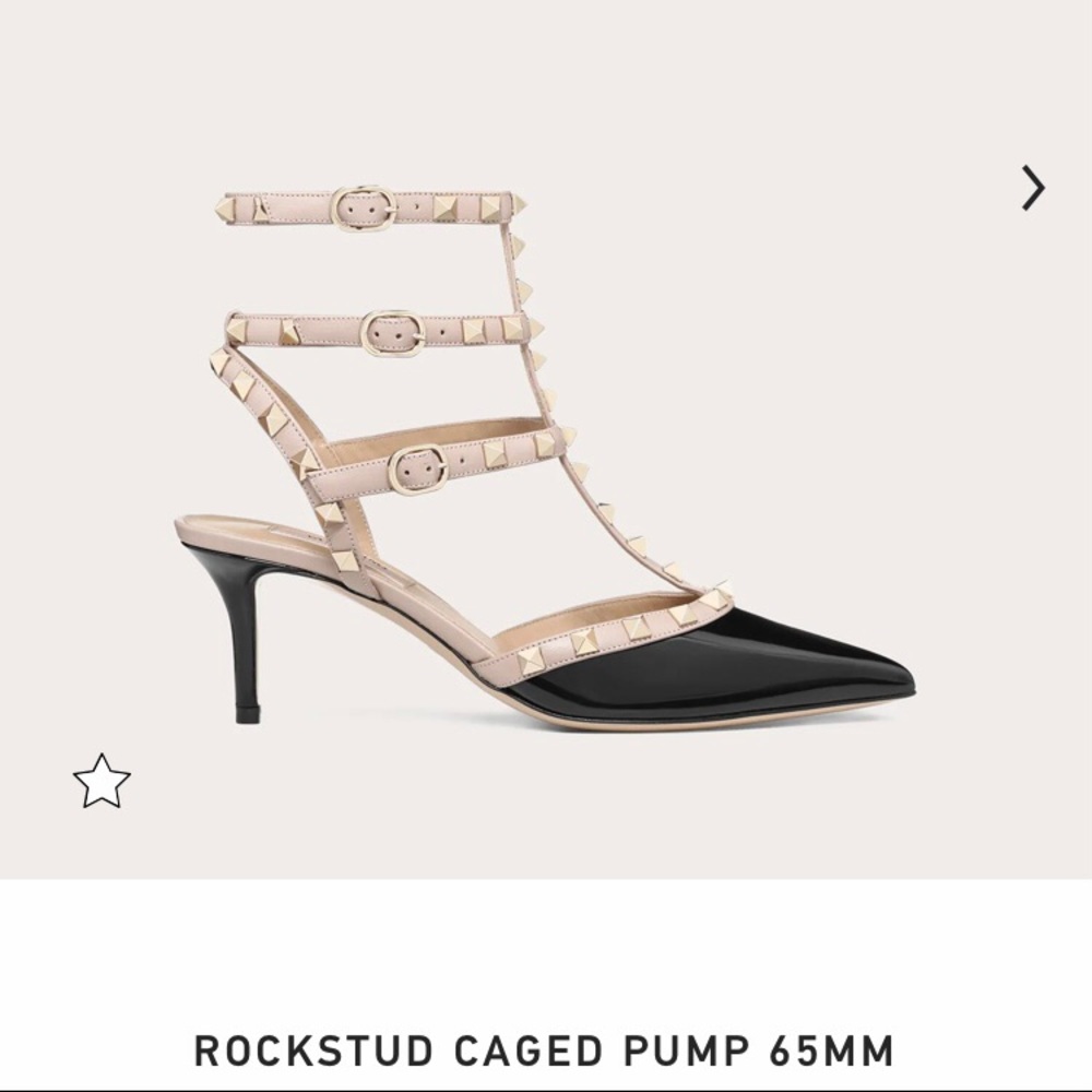 Valentino Black and Tan Rockstud Ankle Strap Pump